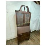 Mahogany Secretary Desk with Glass Hutch