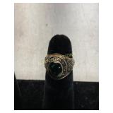 West Stanley Class Ring with Green Stone