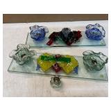 Glass Candleholders on Rectangular Bases
