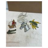 Four Stained Glass Animal-Themed Pieces and Fish