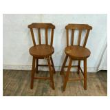 Pair of Wooden Bar Stools