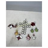 Stained Glass Cross and Angel Ornaments