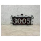 Metal-Framed Stained Glass Address Plaque
