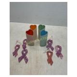 Heart-Shaped Glass Vases and Ribbon Ornaments