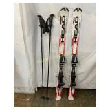 Skis With Bindings and Poles
