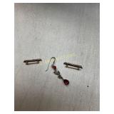 2 10kt Brooch Pins and Sterling Earring