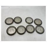 8 Silver and Glass Coasters