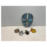 Stained Glass Shield and Angel Ornaments