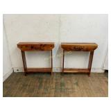 Pair of Handmade Wooden Console Tables