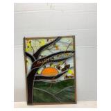 Stained Glass Panel with Sunset Scene