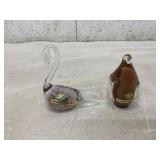 Murano Glass Penguin and Swan Figurines