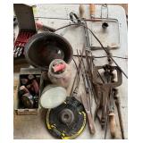Collection of Tools, Hardware, and Light Bulbs