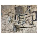 Assorted Hand Tools with Clamps and Hardware