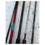 Set of Five Fishing Rods with Mixed Materials