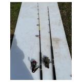 Two Spinning Rods with Reel Attachments