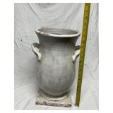 White Ceramic Urn with Double Handles