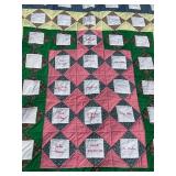 Hand-Stitched Patchwork Quilt with Embroidered Nam