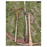 Rustic Garden Tools and Scythe Blade