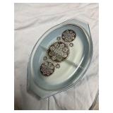 Blue Divided Pyrex Casserole Dish with Lid