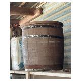Wooden Barrel with Lid and Metal Bands