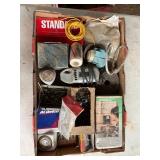 Assorted Tools and Hardware in a Cardboard Box
