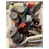 Collection of Mixed Workshop Tools and Supplies