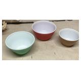 Set of Three Vintage Glass Mixing Bowls