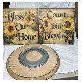 Rustic Sunflower Wall Art and Lazy Susan Set