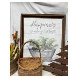 Rustic Home Decor Lot with Framed Art and Accessor