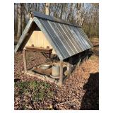 Wood and Metal Chicken Coop with Wire Mesh