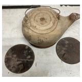 Vintage Cast Iron Tea Kettle with Lids