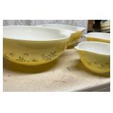 Set of Four Yellow Pyrex Mixing Bowls