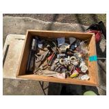 Wooden Box with Assorted Tools and Parts