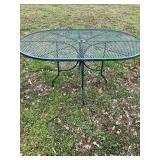 Oval Green Metal Mesh Patio Table