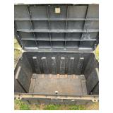 Black Plastic Storage Trunk with Hinged Lid