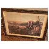 Framed Landscape Print with Outdoorsmen