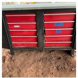 Metal Tool Cabinet with Red Drawers