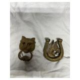 Pair of Brass Door Knockers with Animal Motifs