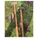 Two Sledgehammers with Brick Pieces