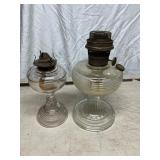 Pair of Glass Kerosene Oil Lamps