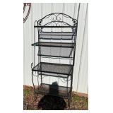 Black Wrought Iron Bakers Rack with Mesh Shelves