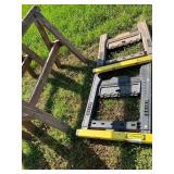 Wooden Sawhorses and Stanley Adjustable Plastic Sa