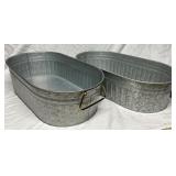 Pair of Galvanized Metal Tubs with Handles