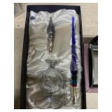 Glass Dip Pen Set and Parker Fountain Pen