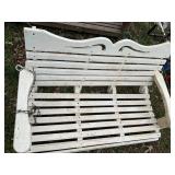 White Painted Wooden Porch Swing