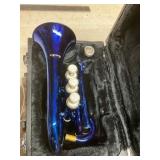 Blue Pocket Trumpet with Black Case