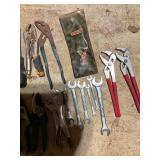 Assorted Hand Tools Including Wrenches and Pliers