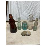 Assorted Vintage Bottles and Mason Jar Collection
