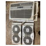 Window Air Conditioning Unit and Double Vent Fans