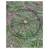 Pair of Antique-Style Metal Wagon Wheels